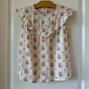 New Bonpoint Girls Floral Vanille Blouse
